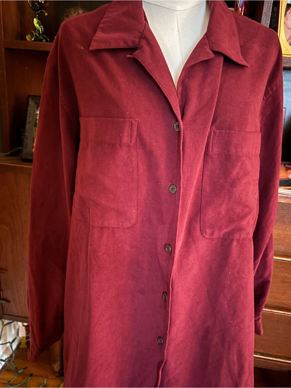 Suede Burgundy Button Up